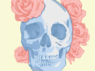 Beautiful Inside bones flowers illustration pastel skeleton skull wacom