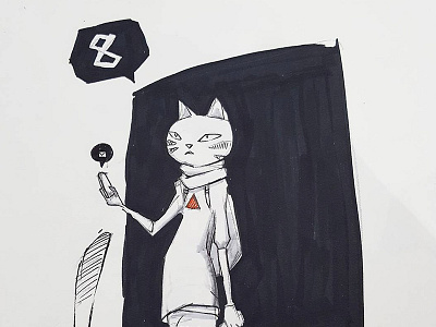 Inktober Day 8 cat illustration ink inktober pen phone text