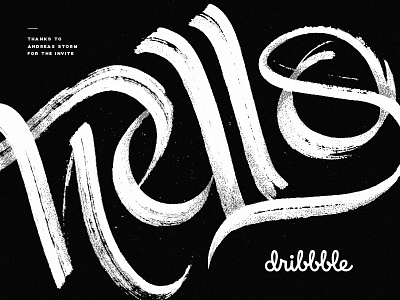 Hello Dribbble calligraphy debut dribbble first hello lettering ligature