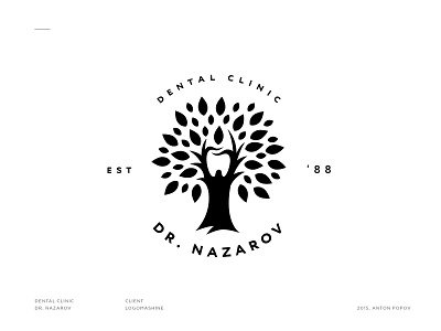 Dr. Nazarov clinic dental logo tooth tree typography