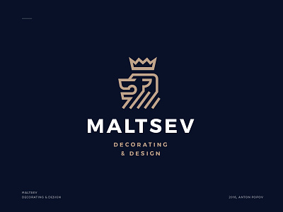 Maltsev crown leo lion logo mark monoline