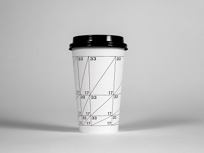 33/17 cup branding cafe coffee cup geometry identity modern typography
