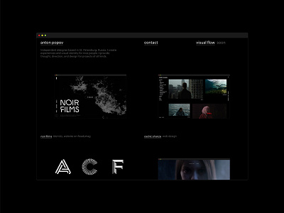 antonpopov.net black minimal portfolio ui web