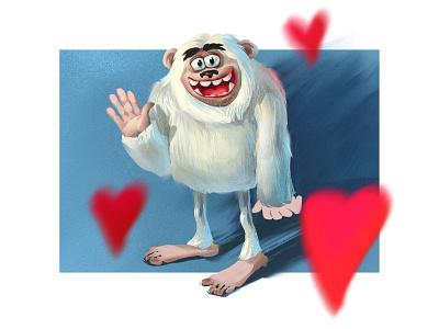 Yeti lover character greeting card hand drawn heart illustration postcard procreate valentine day valentines day yeti