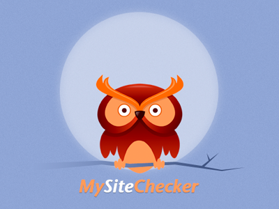 Mysitechecker Logo branding identity light blue logo mysitechecker orange owl