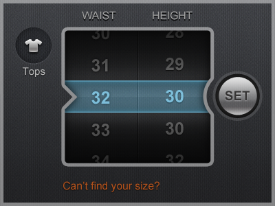 Size Picker clothing iphone picker size ui