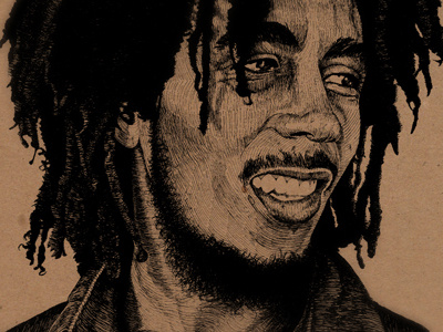 Bob Marley hand drawn illustration legend music pen and ink portrait rasta rastafarian reggae