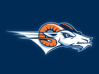 Rams Logo angry animal broncos charge charging head horns logo mascot navy orange ram