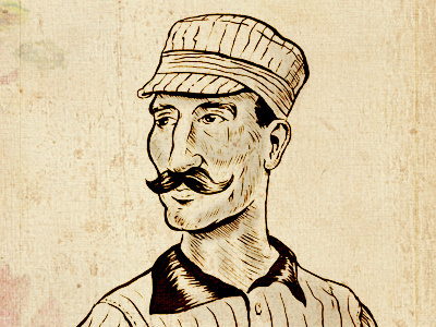 Baseball Gent baseball baseball player doodle grunge illustration ink inking moustache mustache retro texture vintage