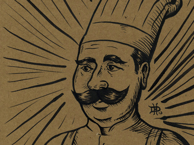 Chef Alfano chef doodle grunge illustration ink italian moustache mustache retro texture vintage