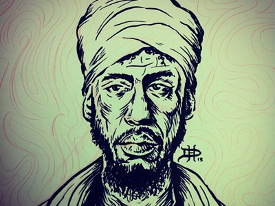 Bedouin man african bedouin copic doodle illustration ink inking sudan