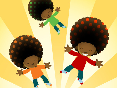 Jump For Joy afro boys children happy joy jumping polkadot sun sunny