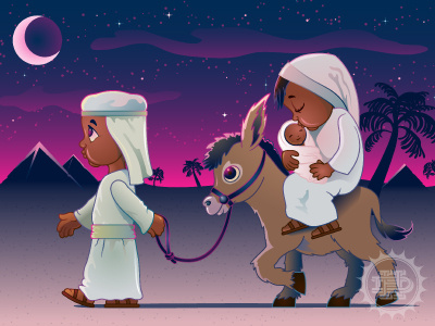 Flight To Egypt bible christian christmas donkey egypt jesus joseph mary nativity pyramid