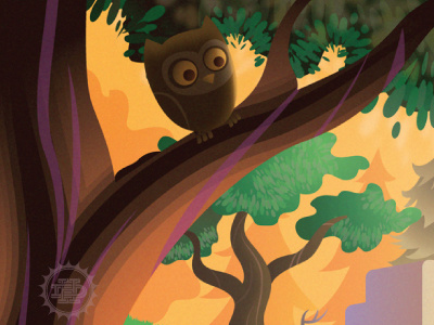 UCSC Postcard (Hello Hootie) california illustration nature owl postcard trees vector