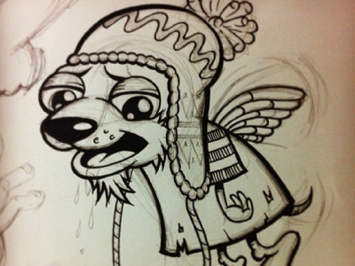 Grunge Era Dog angel copic death dog doodle fly flying illustration ink sketch text