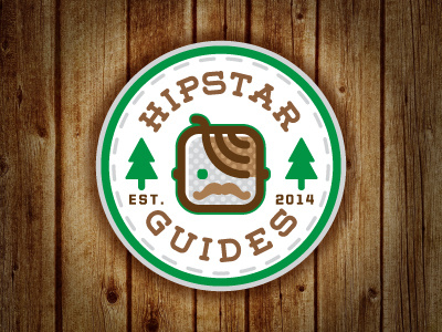 Hipstar Guides face forest green head hipster line outdoors patch pine trees wood