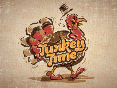Turkey Time hat illustration mascot pilgrim retro thanksgiving turkey turkey day vintage