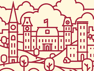 Fayetteville Closeup arkansas building city fayetteville illustration landscape monoline thick lines vector