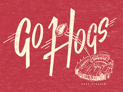 Go Hogs Natural Threads Tee arkansas football hogs illustration razorbacks shirt stadium type typography vintage