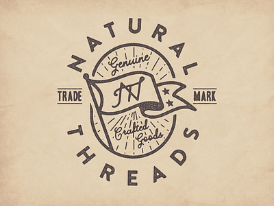 Natural Threads Logo Concept badge flag ligature logo monogram monoline pennant seal star type typography vintage