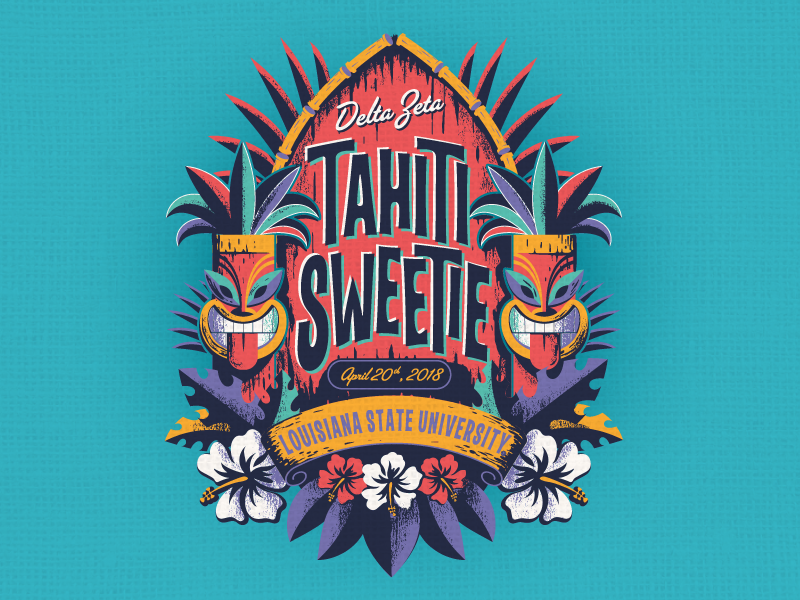 Tahiti Sweetie lsu sorority greek life spring break crest hibiscus surf tahiti polynesian hawaiian tropical tiki