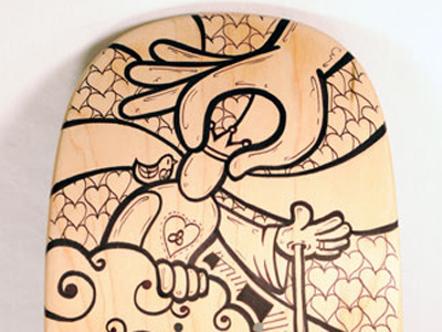 Zoe Imparted skateboard bird cloud crown graffiti hearts illustration love skateboard street art wood