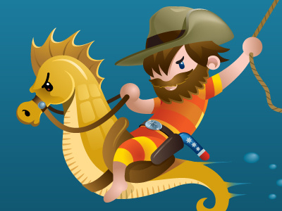 Great Bearded Reef- Seahorse cowboy beard cowboy man rope seahorse