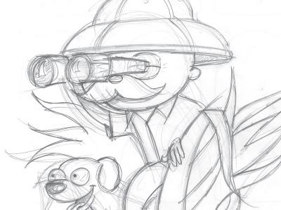 Safari Man (Sketch) adventure binoculars dog hunting man safari search sketch