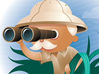 Safari Man (1 of 2) adventure binoculars cartoon hunting man safari search vector