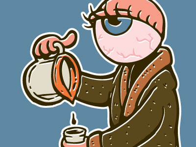 Eye Need Coffee cartoon character coffee coffee pot eyeball illustration