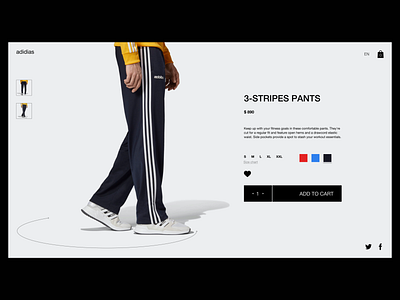 adidas Product Page Concept Design 360 360 view apparel cart clothing ecommerce fashion design instagram landing minimalism productpage shopify shopping shopping app sport