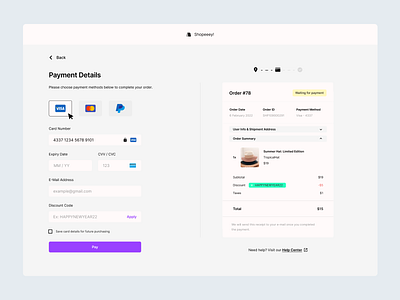 Credit Card Checkout Page - Web Version