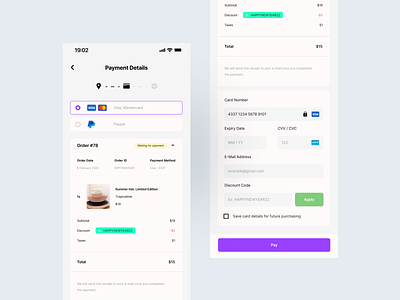 Credit Card Checkout Page - Mobile Version