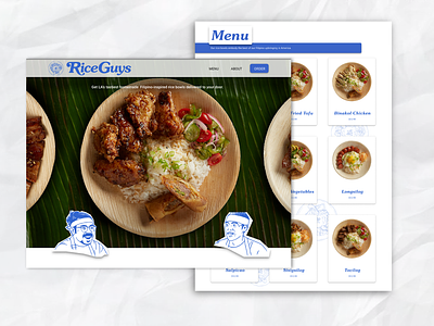 Rice Guys Restaurant Landing Page adobe bowls concept dailyui day 3 delivery figma food food landing page illustrator landing page landing page design menu online shop order paper restaurant rice takeout website