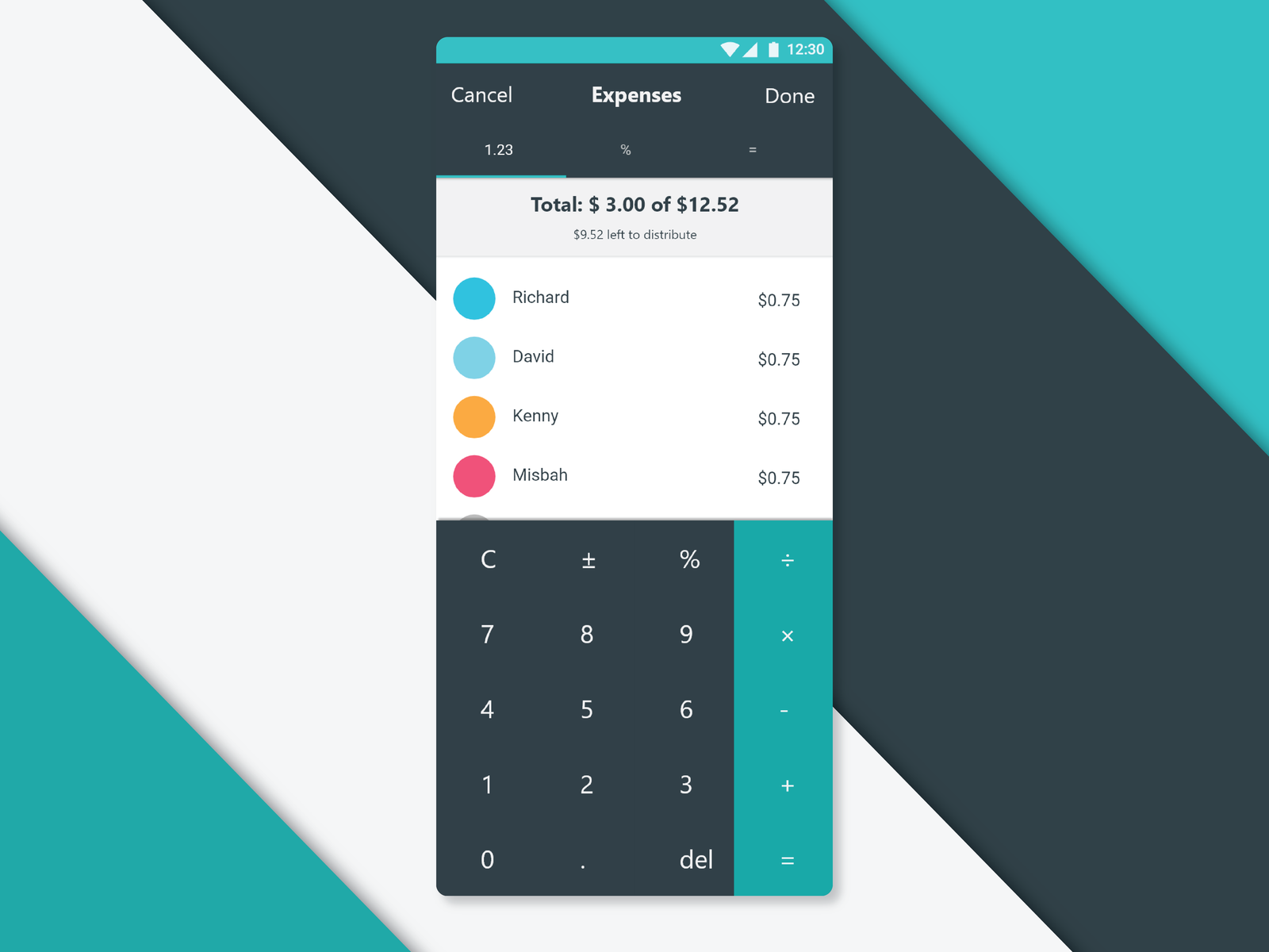Daily UI 4 - Expense Splitting Calculator by Richard Hsiao on Dribbble