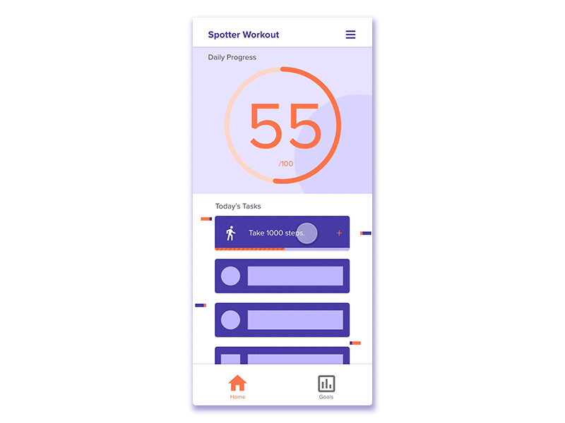 Non-interruptive pop-up - Daily UI 16 016 card dailyui layout mobile mockup noninterruptive popup task completion ui uidesign workout workout app