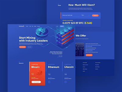 Crypto Mining Platform blue crypto design interface landing mining page platform ui uidesign web