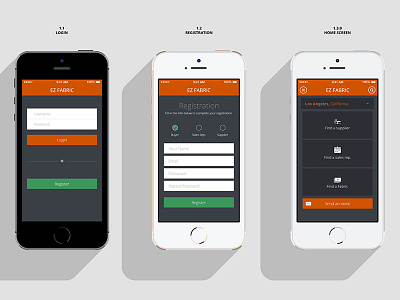 EZ Frabic Mobile App Ux Ui Flat Design