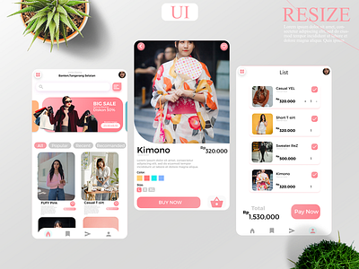 Resize apps Ui apps branding design pink shop ui ux