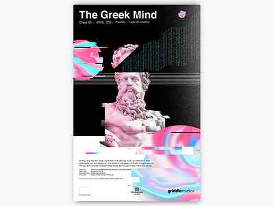 The Greek Mind abstract abstract design advertisement college contrast graphic design graphicdesign greek god philosophy poster poster art poster design studio surreal vaporwave