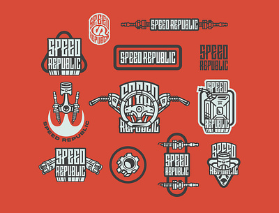 Speed Republic - initial badges badge badge design badge logo brand design brand identity branding car brand design illustrator logo patch patches typography vector