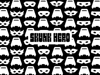 Skunk Hero action branding graphic design hero logo minimal pattern patterns simple simplistic skunk skunk hero super super hero superhero vector wordmark
