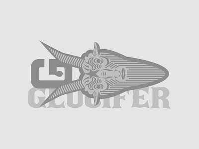Glucifer - logo (greyscale) branding design detialed g glucifer glue goat illustration illustrative logo lucifer minimal overlay pink and blue print ram typography vector