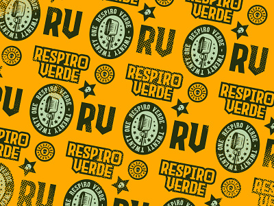 Respiro Verde - Logo and Badge Pattern badge branding color design green and orange icon kit lockups logo microphone minimal money palette patch pattern respiro typography vector verde wallpaper