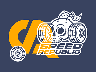 Speed Republic - new color palette and graphic auto branding car collage design illustration layering logo republic skull speed tires wheels
