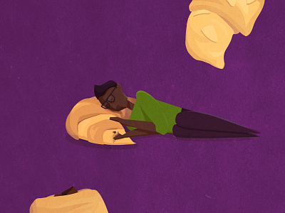 Cassidy & His Midnight Snack baked goods breakfast character croissant illustration pillow sleeping