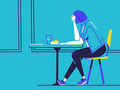 Selfie. cafe chair character illustration seated woman