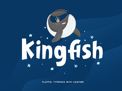 Kingfish - Playful Typeface With Ligature advertising design display display font font graphic design kids label lettering logo logotype packaging playful playful logo