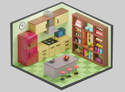 3D render of a kitchen 3d art 3d artist 3d modeling blender 3d design