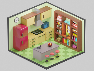 3D render of a kitchen